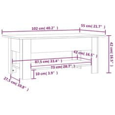 Vidaxl Klubska mizica siva sonoma 102x55x42 cm iverna plošča