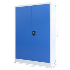 Greatstore Pisarniška omara iz kovine 90x40x140 cm sive in modre barve