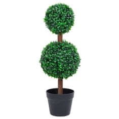 Vidaxl Umetni pušpan z loncem okrogel zelene barve 60 cm