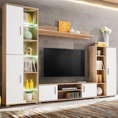 Vidaxl Stenska enota za TV z LED osvetlitvijo sonoma hrast in bela