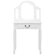 Vidaxl Mizica za ličenje s stolčkom bela 65x36x128cm pavlovnija in MDF