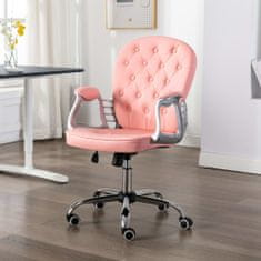 Greatstore Vrtljiv pisarniški stol roza umetno usnje