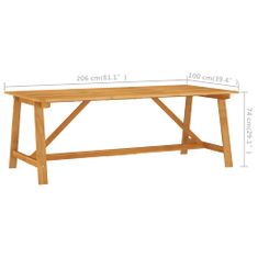 shumee Vrtna jedilna miza 206x100x74 cm trden akacijev les