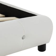 Vidaxl Postelja z vzmetnico iz sp. pene belo umetno usnje 90x200 cm