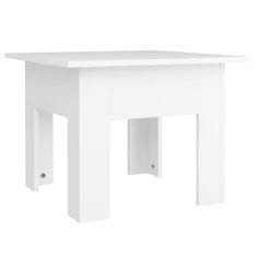 Vidaxl Klubska mizica bela 55x55x42 cm iverna plošča