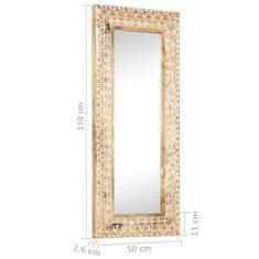 Vidaxl Ročno izrezljano ogledalo 110x50x11 cm trden mangov les