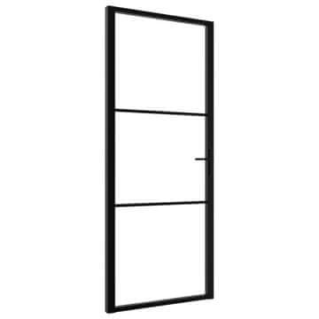 Vidaxl Notranja vrata ESG steklo in aluminij 83x201,5 cm črna