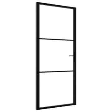 Vidaxl Notranja vrata ESG steklo in aluminij 102,5x201,5 cm črna