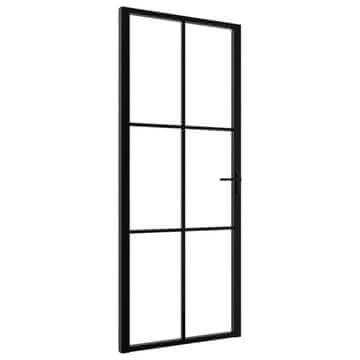 Vidaxl Notranja vrata ESG steklo in aluminij 83x201,5 cm črna