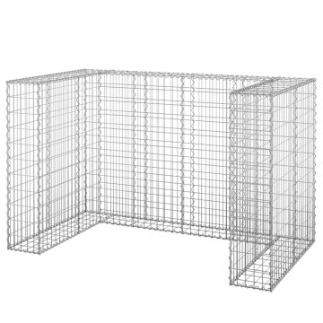 Vidaxl Gabionska stena za koše za smeti pocinkano jeklo 180x100x110 cm