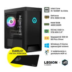 Lenovo Legion T5 26IAB7 gaming računalnik, i5-12400F, 16GB, 512GB+2TB, RTX3060, W11H (HOPSIT5W11)