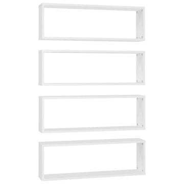 Vidaxl Stenske police kockaste 4 kosi bele 80x15x26,5cm inženirski les