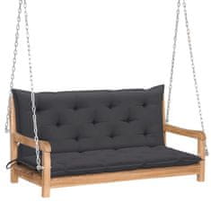 Vidaxl Gugalna klop z antracitno blazino 120 cm trdna tikovina