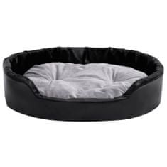 Vidaxl Pasja postelja črna in siva 90x79x20 cm pliš in umetno usnje