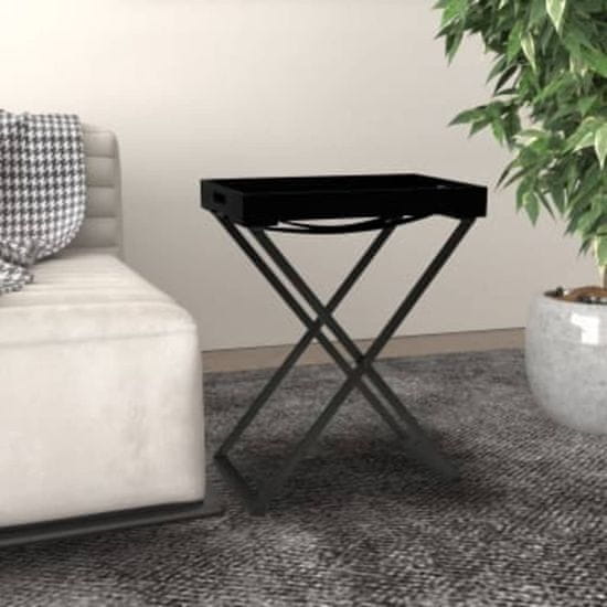 Vidaxl Zložljiva miza črna 48x34x61 cm MDF