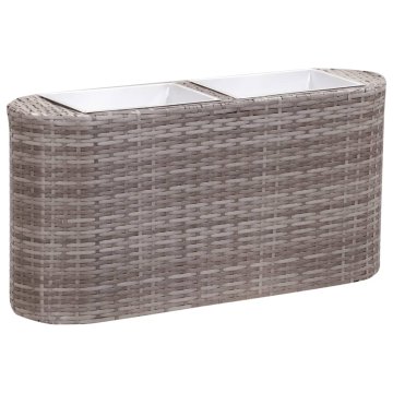 Vidaxl Visoka greda 80x25x40 cm poli ratan siva