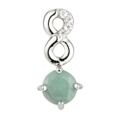 Brilio Silver Čudovita srebrna ogrlica s smaragdom SP08339D (verižica, obesek)