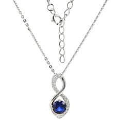 Brilio Silver Očarljiva srebrna ogrlica s safirjem SP08340B (verižica, obesek)