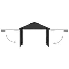 Vidaxl Paviljon z dvojno raztegljivo streho 3x3x2,75m antracit 180g/m2
