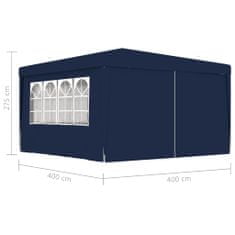 Vidaxl Profesionalen vrtni šotor s stranicami 4x4 m moder 90 g/m2