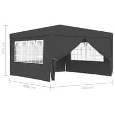 Greatstore Profesionalen vrtni šotor s stranicami 4x4 m antraciten 90 g/m2