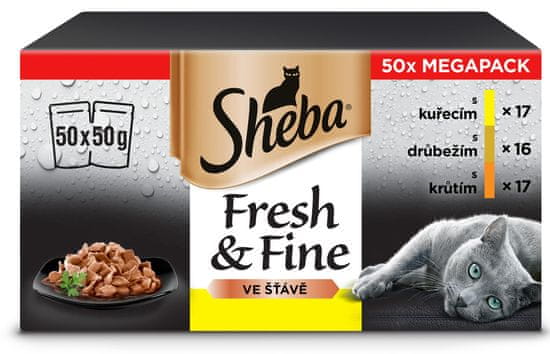 Sheba Fresh & Fine mesna hrana za odrasle mačke, 50 x 50 g