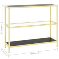 shumee Konzolna mizica črna in prozorna 100x36x90 cm kaljeno steklo