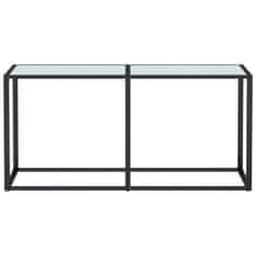 Vidaxl Konzolna mizica beli marmor 160x35x75,5 cm kaljeno steklo