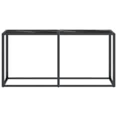 Vidaxl Konzolna mizica črn marmor 160x35x75,5 cm kaljeno steklo