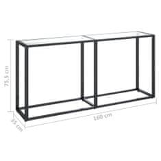 Vidaxl Konzolna mizica prozorna 160x35x75,5 cm kaljeno steklo