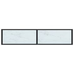 Vidaxl Konzolna mizica beli marmor 160x35x75,5 cm kaljeno steklo