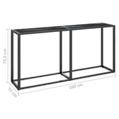 Vidaxl Konzolna mizica črn marmor 160x35x75,5 cm kaljeno steklo