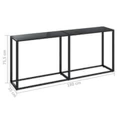 Vidaxl Konzolna mizica črna 180x35x75,5 cm kaljeno steklo