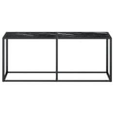 Vidaxl Konzolna mizica črn marmor 180x35x75,5 cm kaljeno steklo