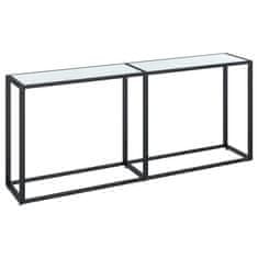Vidaxl Konzolna mizica beli marmor 180x35x75,5 cm kaljeno steklo