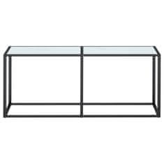 Vidaxl Konzolna mizica beli marmor 180x35x75,5 cm kaljeno steklo
