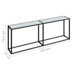 Vidaxl Konzolna mizica beli marmor 220x35x75,5 cm kaljeno steklo