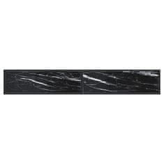 Vidaxl Konzolna mizica črn marmor 220x35x75,5 cm kaljeno steklo
