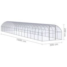 Vidaxl Zunanji kokošnjak 3x16x2 m pocinkano jeklo