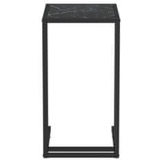 Vidaxl Računalniška stranska mizica črn marmor 50x35x65 cm steklo