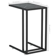 Vidaxl Računalniška stranska mizica črn marmor 50x35x65 cm steklo