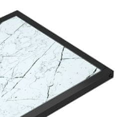 Greatstore Računalniška stranska mizica bel marmor 50x35x65 cm steklo