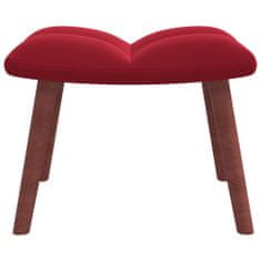 Vidaxl Gugalni stol s stolčkom vinsko rdeč žamet