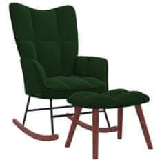 shumee Gugalni stol s stolčkom temno zelen žamet