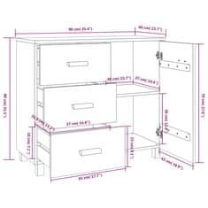Vidaxl Komoda HAMAR bela 90x40x80 cm trdna borovina