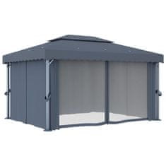 Vidaxl Paviljon z zaveso 4x3 m antraciten aluminij