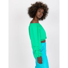 ITALY MODA Ženska bluza ohlapnega kroja s španskim izrezom NINELI zelena DHJ-BZ-6816.57_385163 Univerzalni
