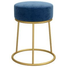 Greatstore Okrogel stolček, modre barve, oblazinjen z žametom