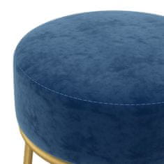 Greatstore Okrogel stolček, modre barve, oblazinjen z žametom