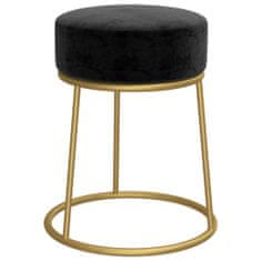 Greatstore Okrogel stolček, črne barve, oblazinjen z žametom